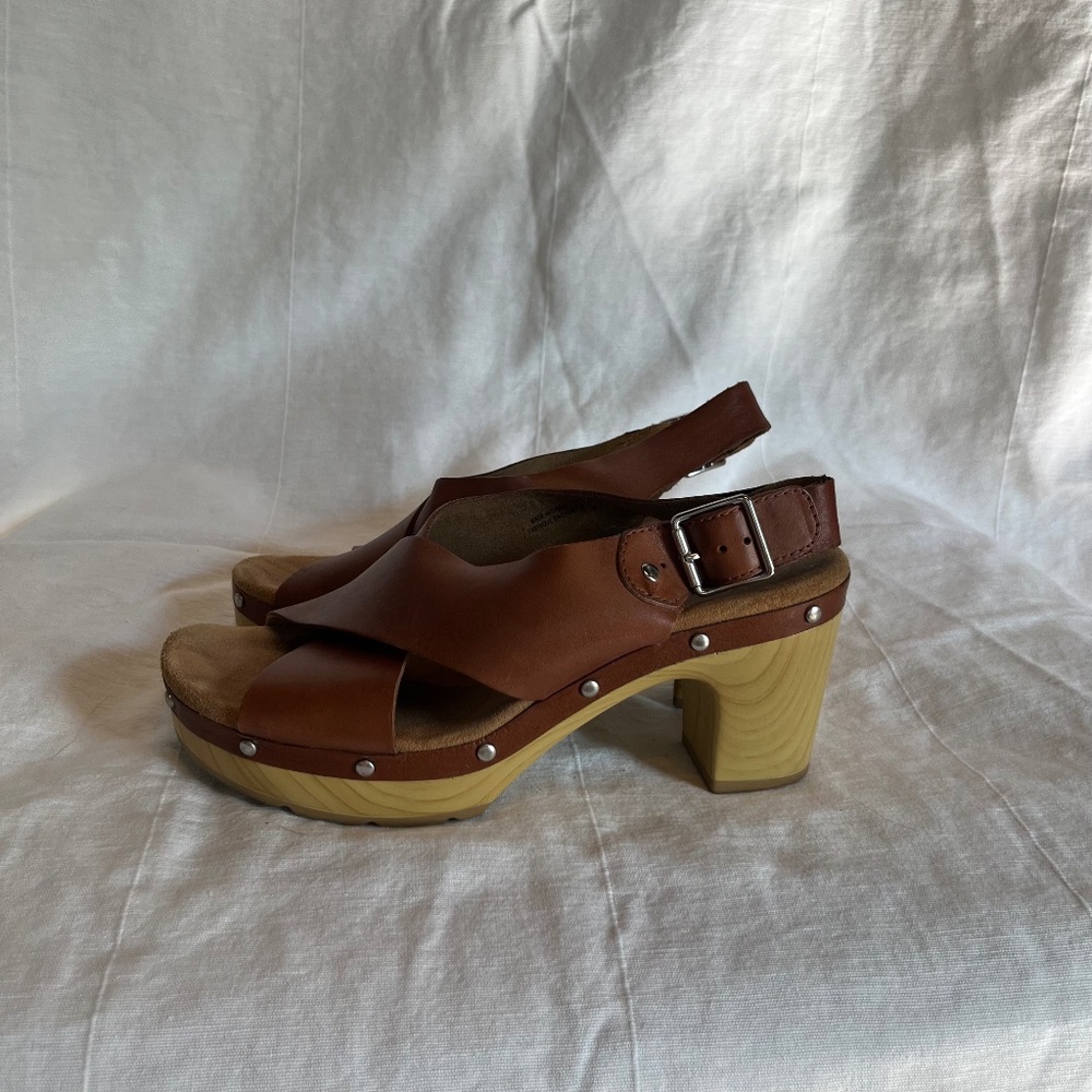 Leather Strappy Platform Block Heel Sandal